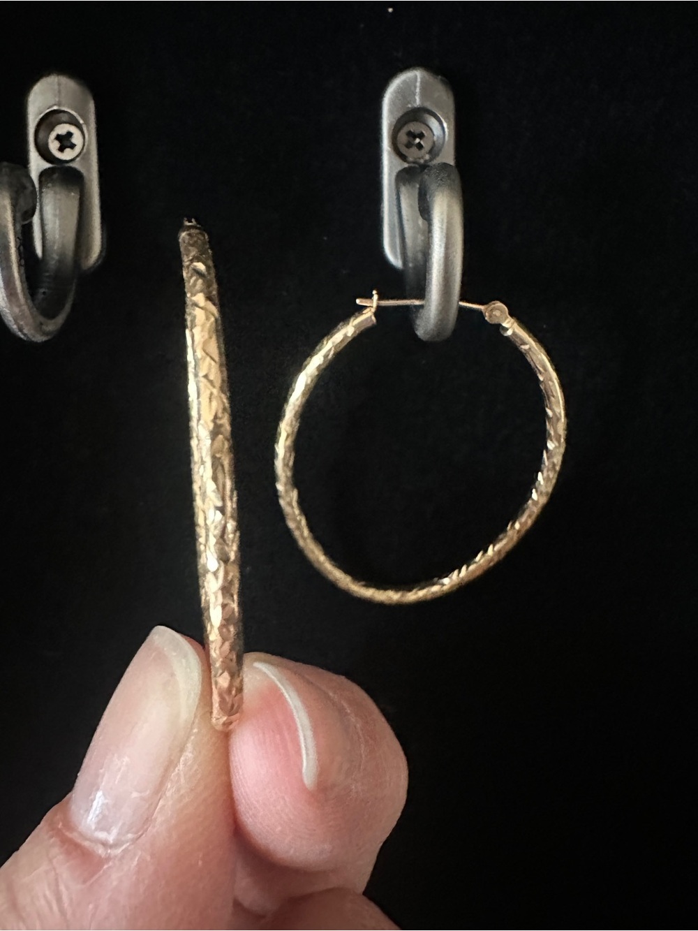 Classic Textured Hoop Earrings in Gold